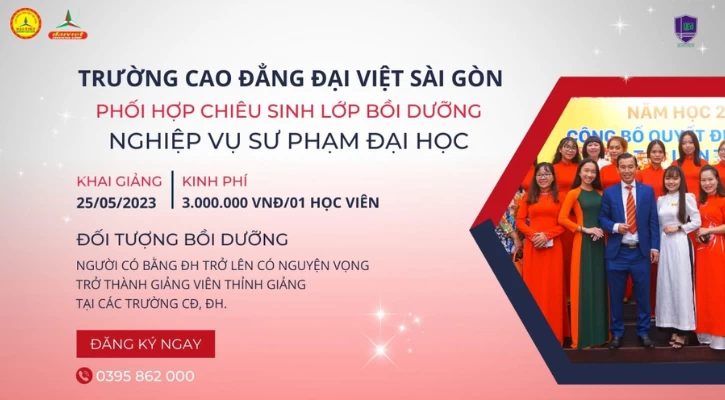 Thông Báo Chiêu Sinh Lớp Nghiệp Vụ Sư Phạm Đại Học | Trường Cao Đẳng Đại Việt Sài Gòn