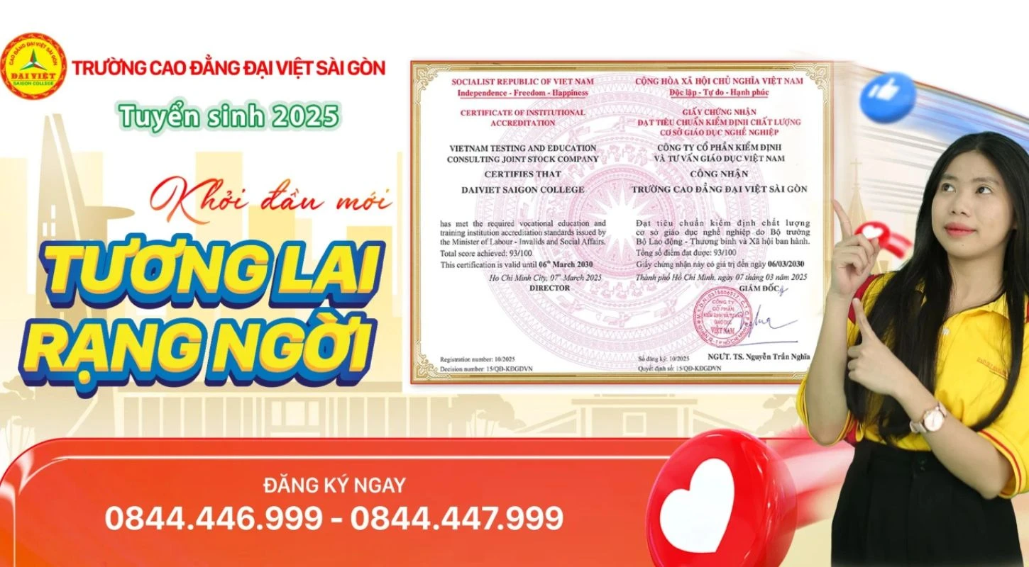Tuyển Sinh Cao Đẳng Chính Quy 2025 | Trường Cao Đẳng Đại Việt Sài Gòn