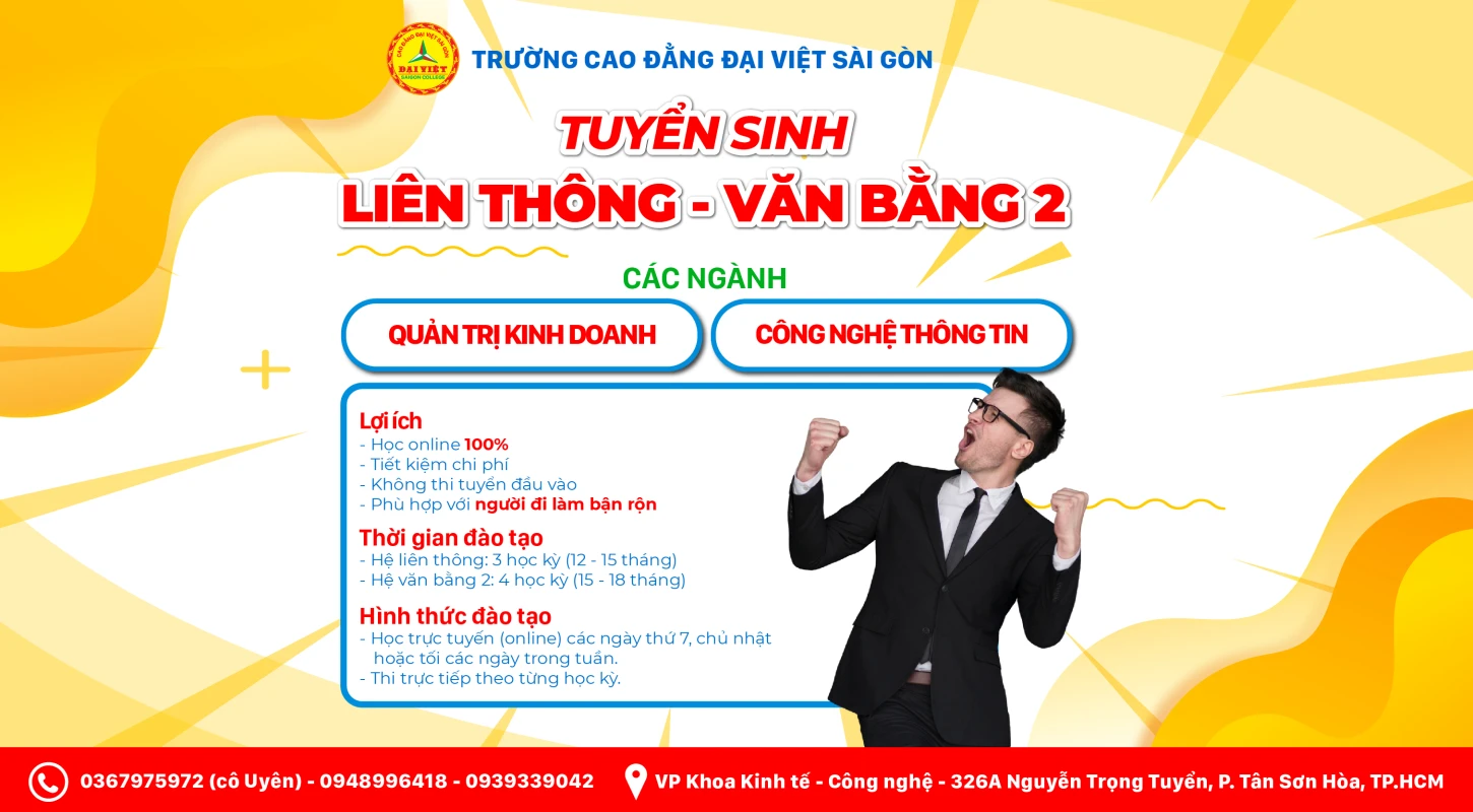 Tuyển Sinh Cao Đẳng Ngành Quản Trị Kinh Doanh - Công Nghệ Thông Tin Ngay Hôm Nay! | Trường Cao Đẳng Đại Việt Sài Gòn