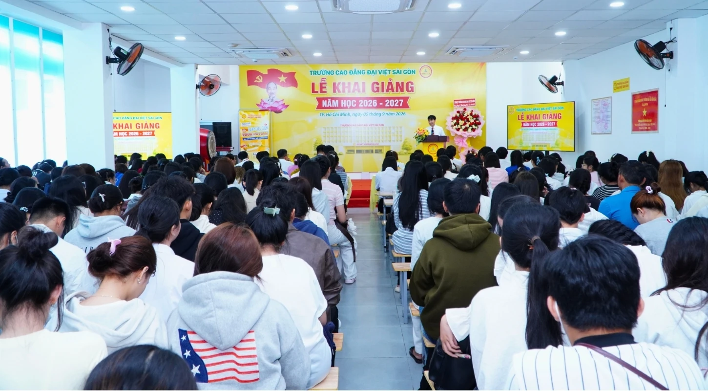 LỄ KHAI GIẢNG NĂM HỌC 2026 - 2027: HƠN 1.500 TÂN SINH VIÊN ĐẠI VIỆT SÀI GÒN CHÍNH THỨC BƯỚC VÀO HÀNH TRÌNH MỚI | Trường Cao Đẳng Đại Việt Sài Gòn