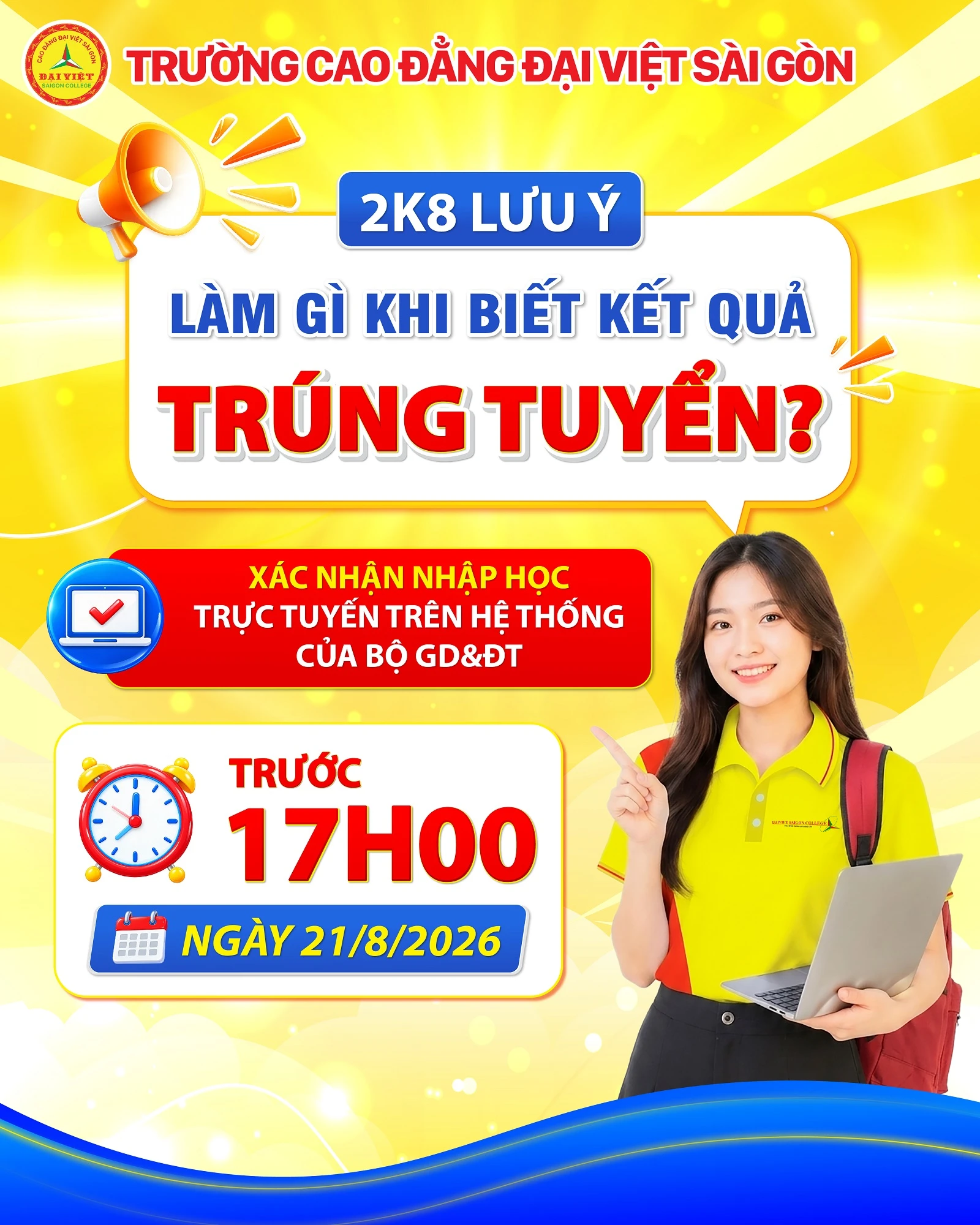 XÁC NHẬN NHẬP HỌC TRỰC TUYẾN NĂM 2026: THÍ SINH CẦN LÀM GÌ ĐỂ CHÍNH THỨC NHẬP HỌC?