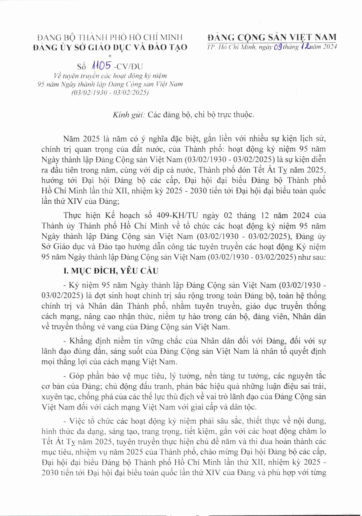 Về tuyên truyền các hoạt động kỷ niệm 95 năm Ngày thành lập Đảng Cộng sản Việt Nam (03/02/1930 - 03/02/2025)