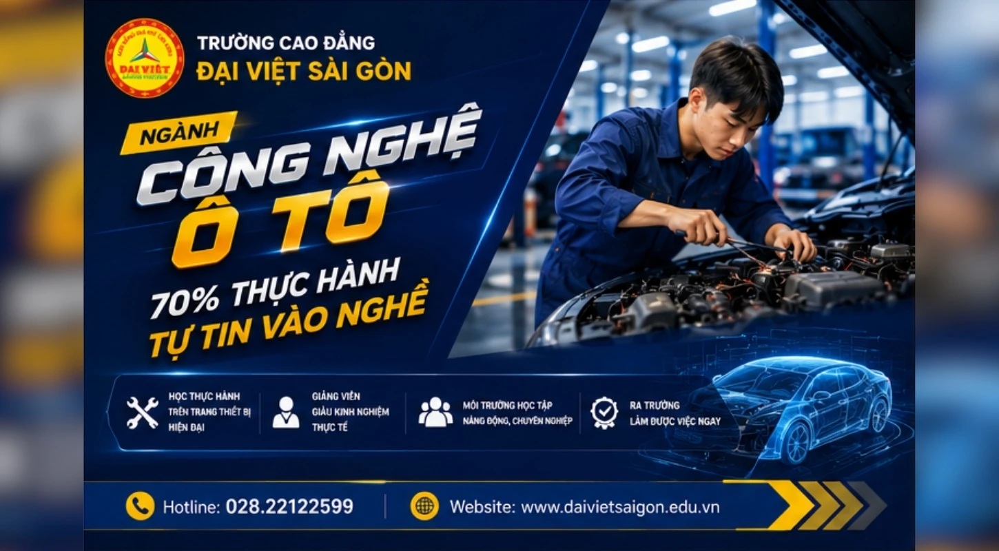 CÔNG NGHỆ Ô TÔ - HỌC THỰC HÀNH NHIỀU, VỮNG TAY NGHỀ, DỄ DÀNG CÓ VIỆC LÀM | Trường Cao Đẳng Đại Việt Sài Gòn