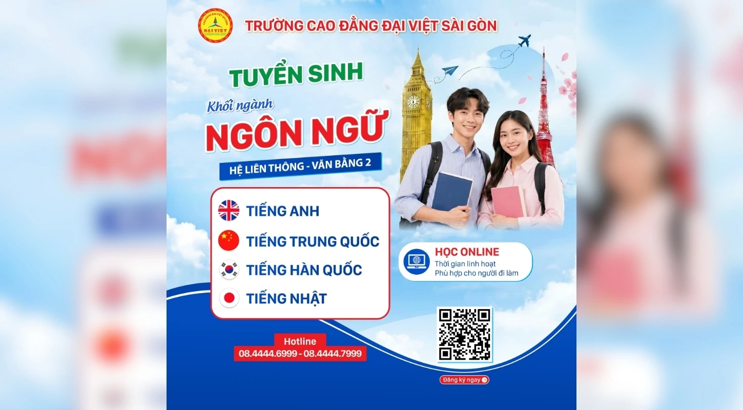 TUYỂN SINH KHỐI NGÀNH NGÔN NGỮ NĂM 2026 | Trường Cao Đẳng Đại Việt Sài Gòn