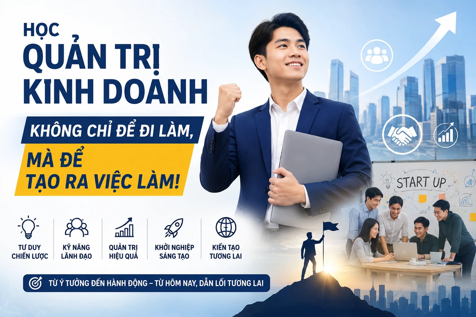 HỌC QUẢN TRỊ KINH DOANH KHÔNG CHỈ ĐỂ ĐI LÀM MÀ ĐỂ TẠO RA VIỆC LÀM