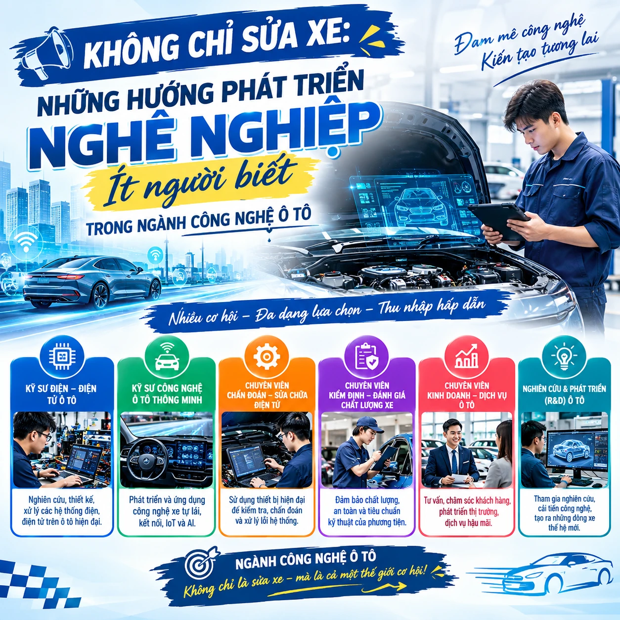 KHÔNG CHỈ SỬA XE: NHỮNG HƯỚNG PHÁT TRIỂN NGHỀ NGHIỆP ÍT NGƯỜI BIẾT TRONG NGÀNH CÔNG NGHỆ Ô TÔ