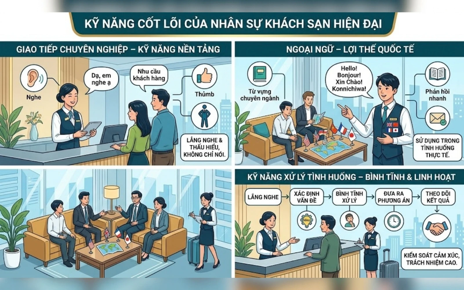 NHỮNG KỸ NĂNG GIÚP SINH VIÊN QUẢN TRỊ KHÁCH SẠN NỔI BẬT KHI XIN VIỆC