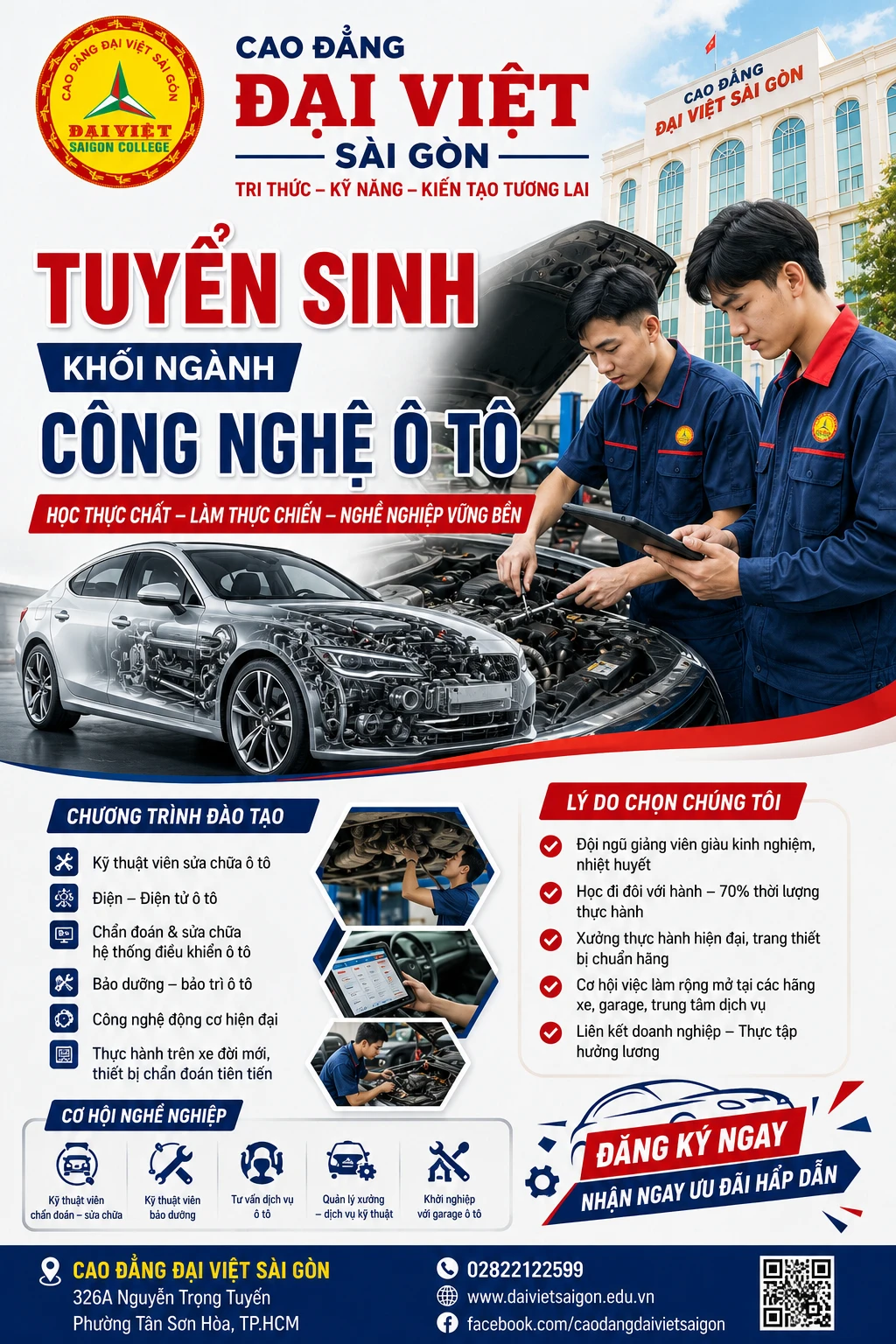 TUYỂN SINH NGÀNH CÔNG NGHỆ Ô TÔ 2026 – HỌC THỰC CHẤT, LÀM THỰC CHIẾN, NGHỀ NGHIỆP VỮNG BỀN