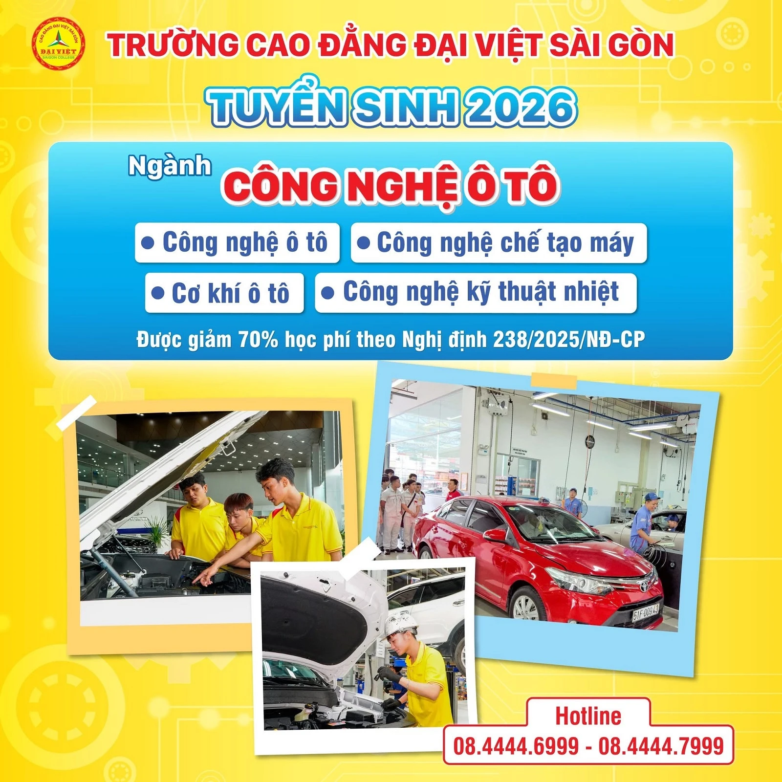 TUYỂN SINH NGÀNH CÔNG NGHỆ Ô TÔ - TRÌNH ĐỘ CAO ĐẲNG NĂM 2026