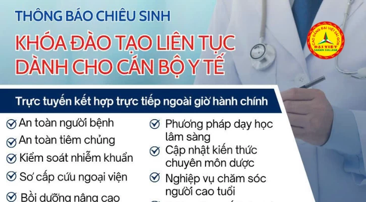 Chiêu sinh các khóa đào tạo ngắn hạn khối ngành Chăm sóc sức khỏe, Tháng 04/2024 | Trường Cao Đẳng Đại Việt Sài Gòn