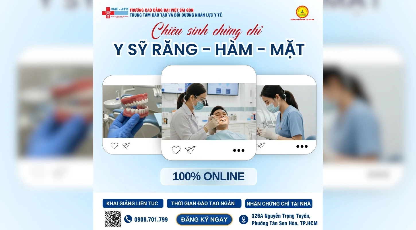THÔNG BÁO TUYỂN SINH CHỨNG CHỈ ONLINE: CHỨNG CHỈ Y SỸ CHUYÊN KHOA RĂNG – HÀM – MẶT