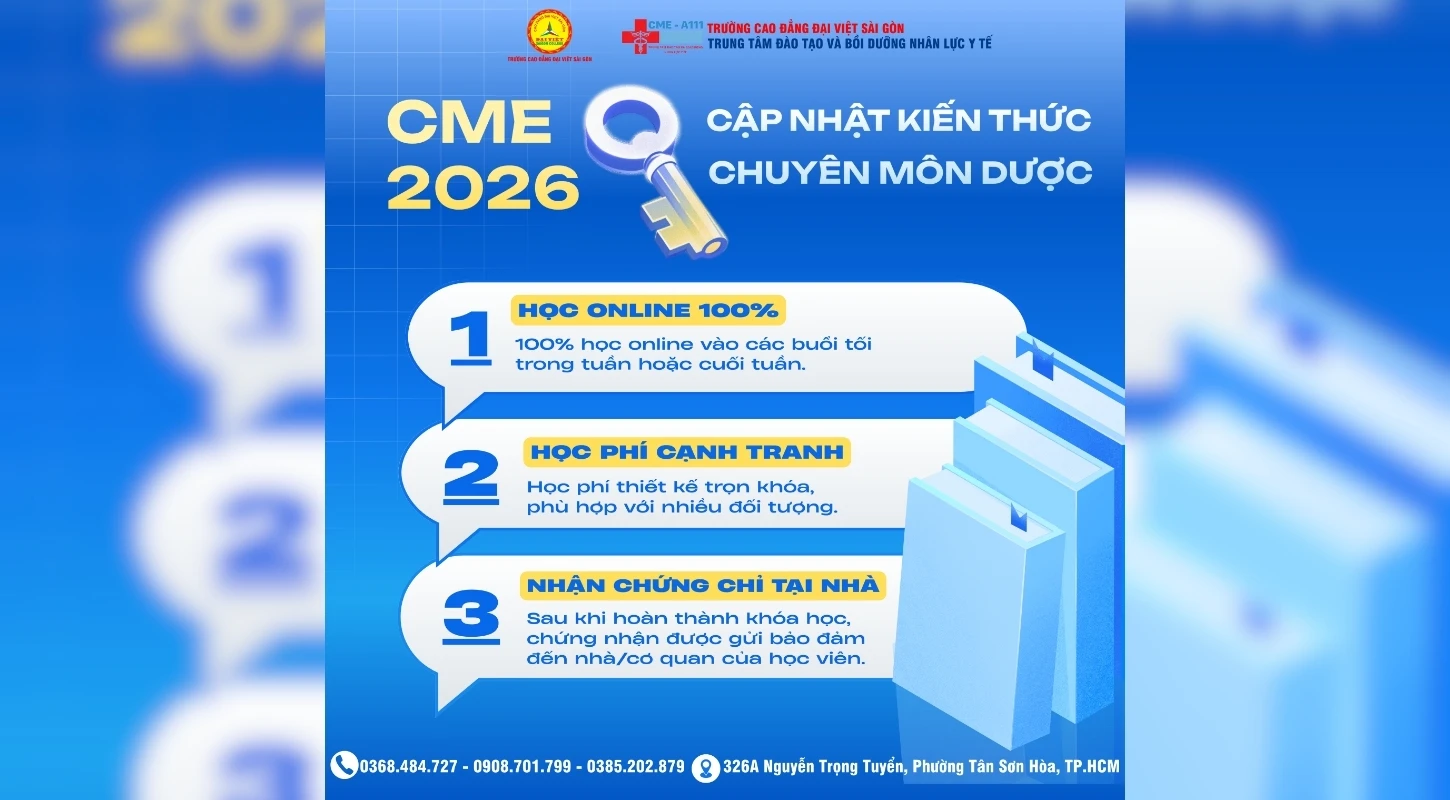 THÔNG BÁO TUYỂN SINH CME ONLINE: CẬP NHẬT KIẾN THỨC CHUYÊN MÔN DƯỢC