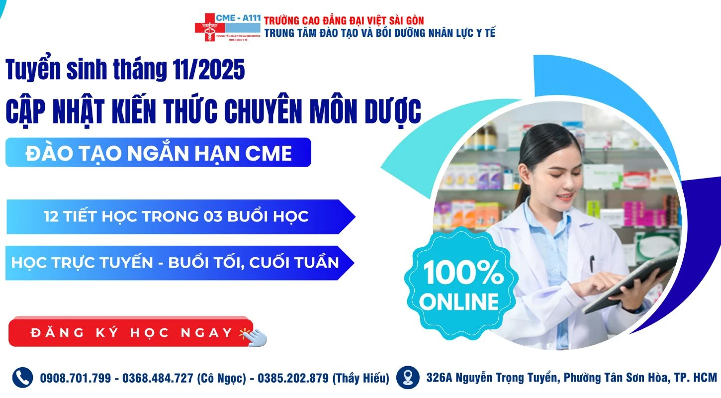 THÔNG BÁO TUYỂN SINH KHOÁ CẬP NHẬT KIẾN THỨC CHUYÊN MÔN DƯỢC | Trường Cao Đẳng Đại Việt Sài Gòn