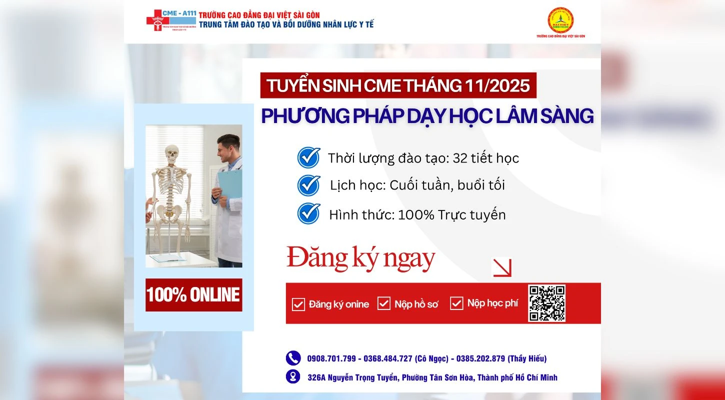 THÔNG BÁO TUYỂN SINH KHOÁ PHƯƠNG PHÁP DẠY - HỌC LÂM SÀNG