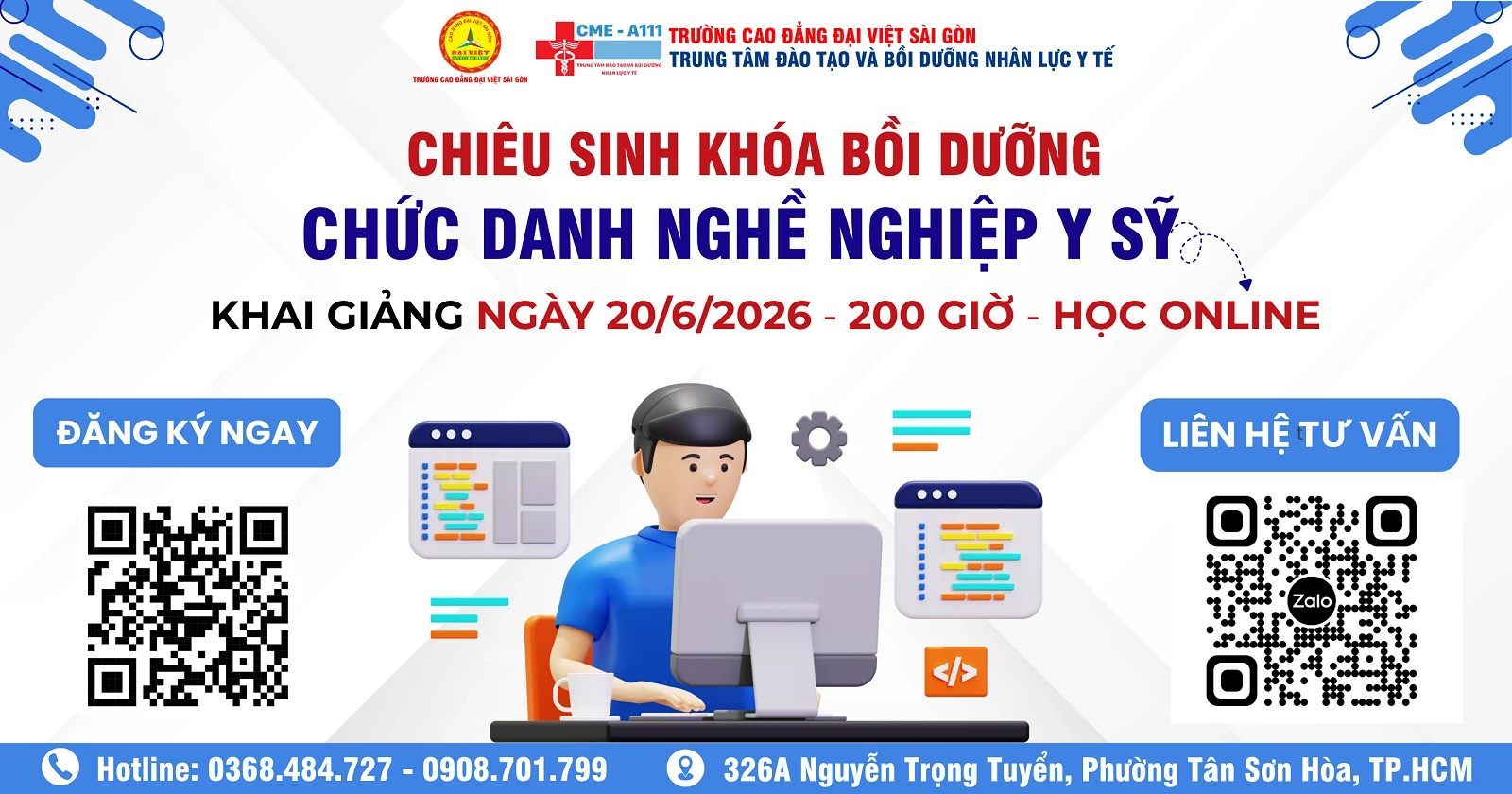 THÔNG BÁO CHIÊU SINH KHÓA HỌC: BỒI DƯỠNG THEO TIÊU CHUẨN CHỨC DANH NGHỀ NGHIỆP Y SỸ NĂM 2026